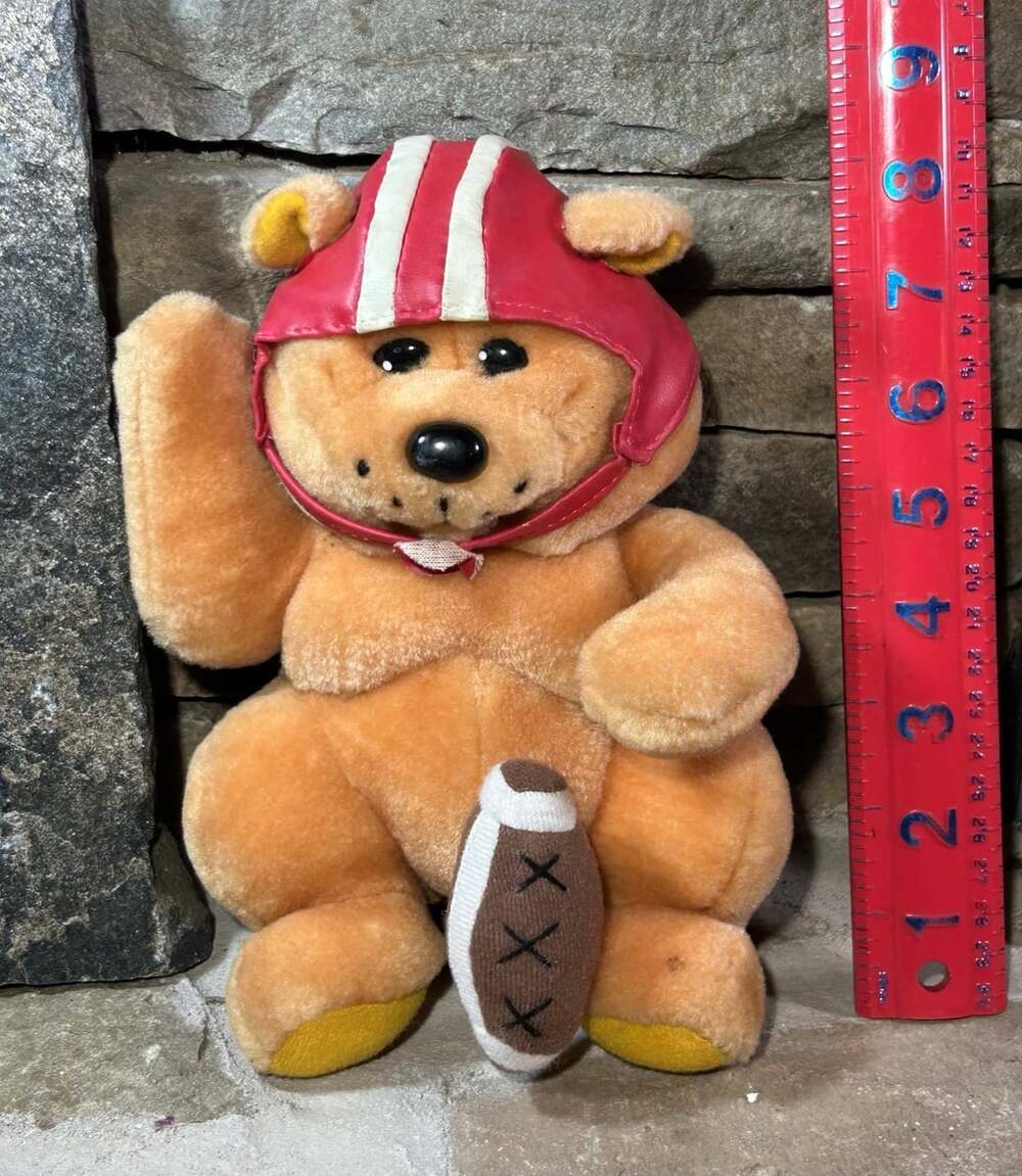Vintage 1920’s Football Bear “Leather “ Helmet Red with white stripes 1994